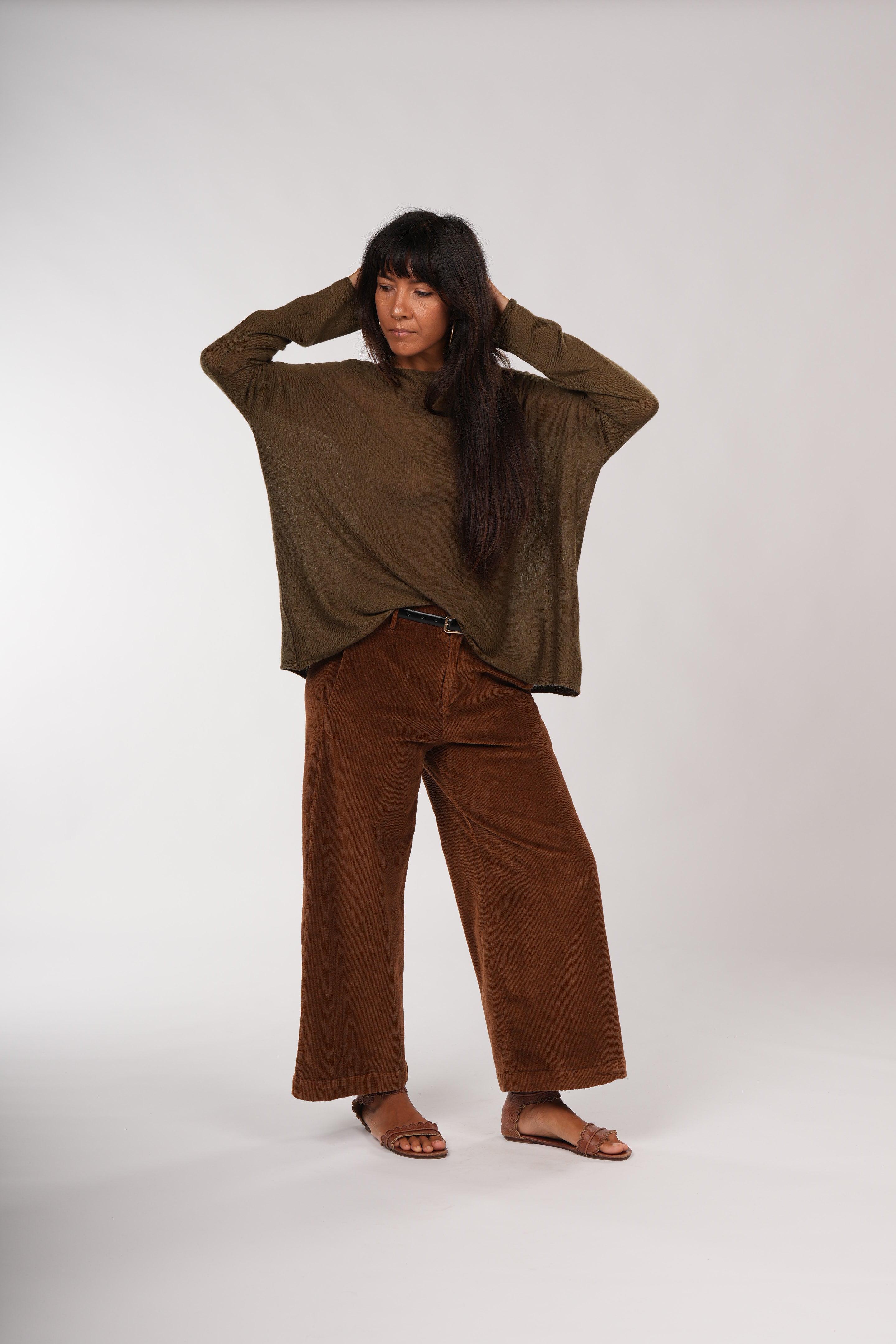 Montaigne Laurant 100% Australian Merino Superfine Loose Summer Knit Dark Green