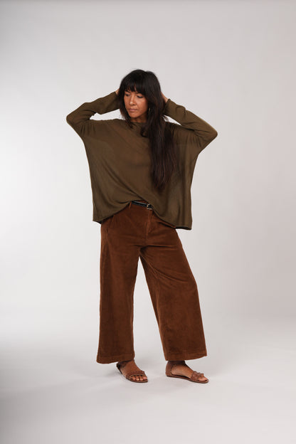 Montaigne Laurant 100% Australian Merino Superfine Loose Summer Knit Dark Green