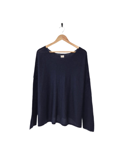 Montaigne Laurant 100% Australian Merino Superfine Loose Summer Knit Dark Navy