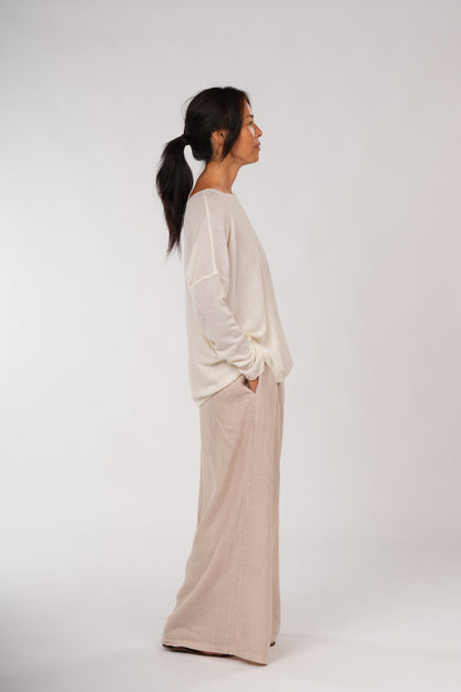 Montaigne Laurant 100% Australian Merino Superfine Loose Summer Knit Milk1