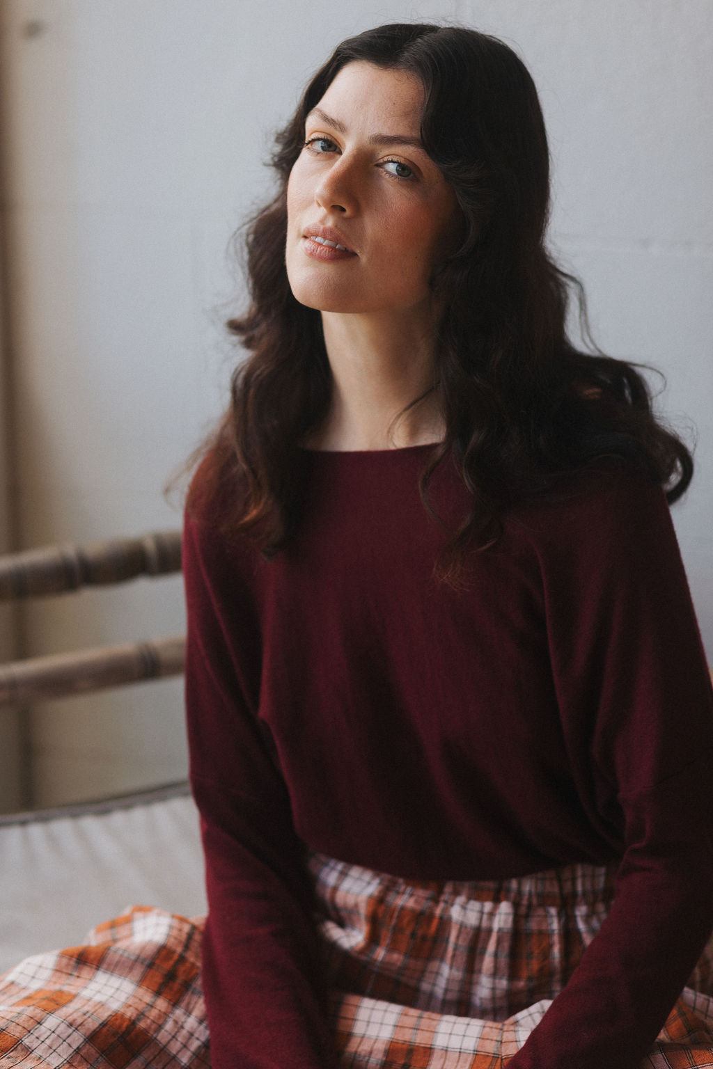 Montaigne Laurant 100% Australian Merino Superfine Loose Summer Knit Plum1
