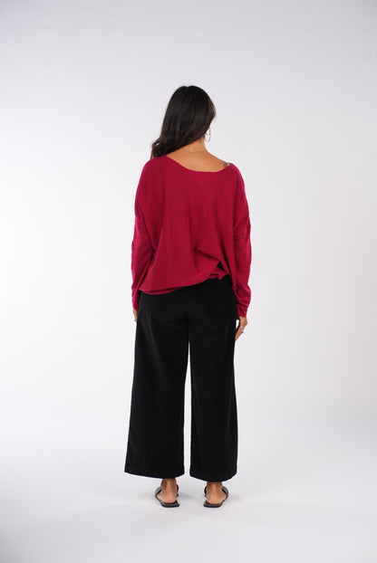 Montaigne Laurant 100% Australian Merino Superfine Loose Summer Knit Red2