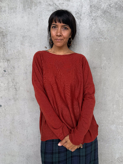 Montaigne Laurant 100% Australian Merino Superfine Loose Summer Knit Rust