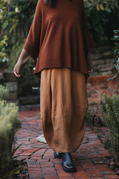 Montaigne Lavigne French Linen Asymmetrical Skirt Caramel3