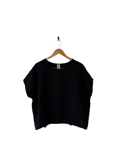Montaigne Lee Linen Short Sleeve Top Black