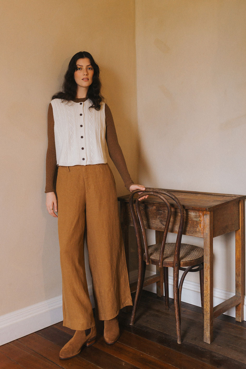 Montaigne Leroy Pure Linen Trousers Toffee