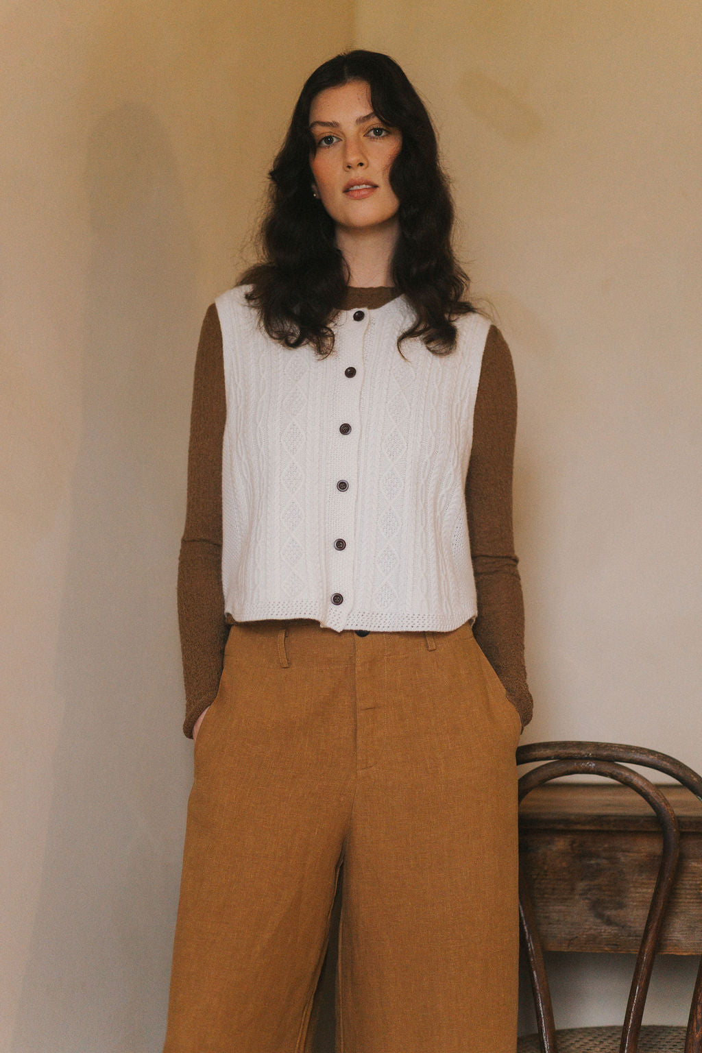 Montaigne Leroy Pure Linen Trousers Toffee2