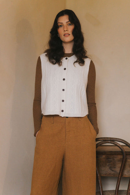 Montaigne Leroy Pure Linen Trousers Toffee2
