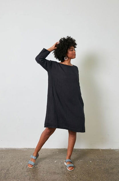 Montaigne Liberte Linen Swing Dress Navy