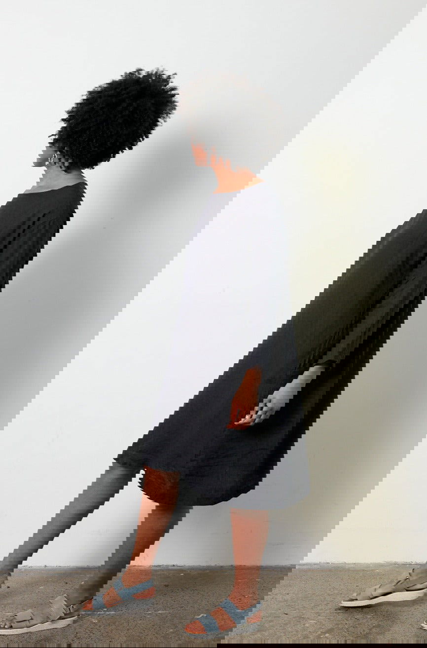 Montaigne Liberte Linen Swing Dress Navy2