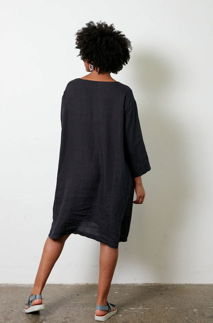 Montaigne Liberte Linen Swing Dress Navy3