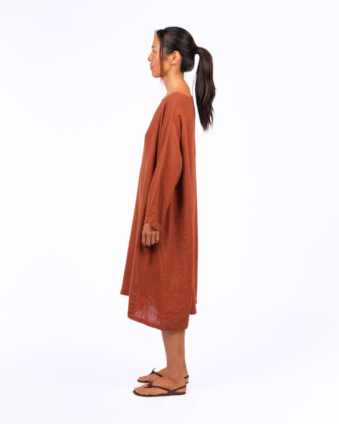 montaigne liberte linen swing dress rust