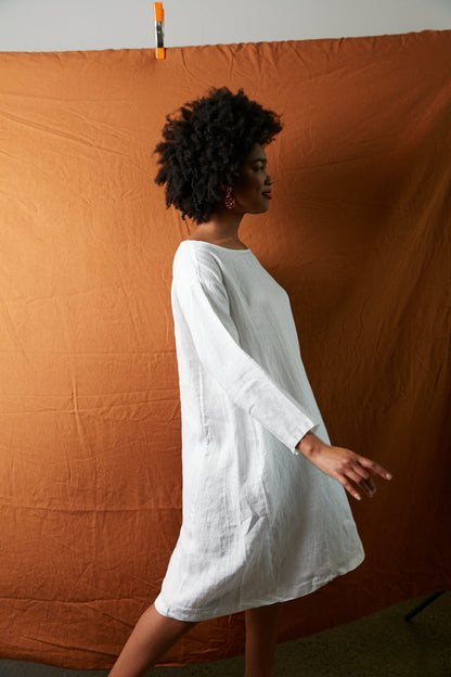 Montaigne Liberte Linen Swing Dress White1