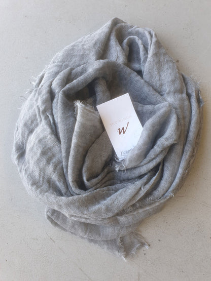 Montaigne Linen Scarf Pearl Grey2