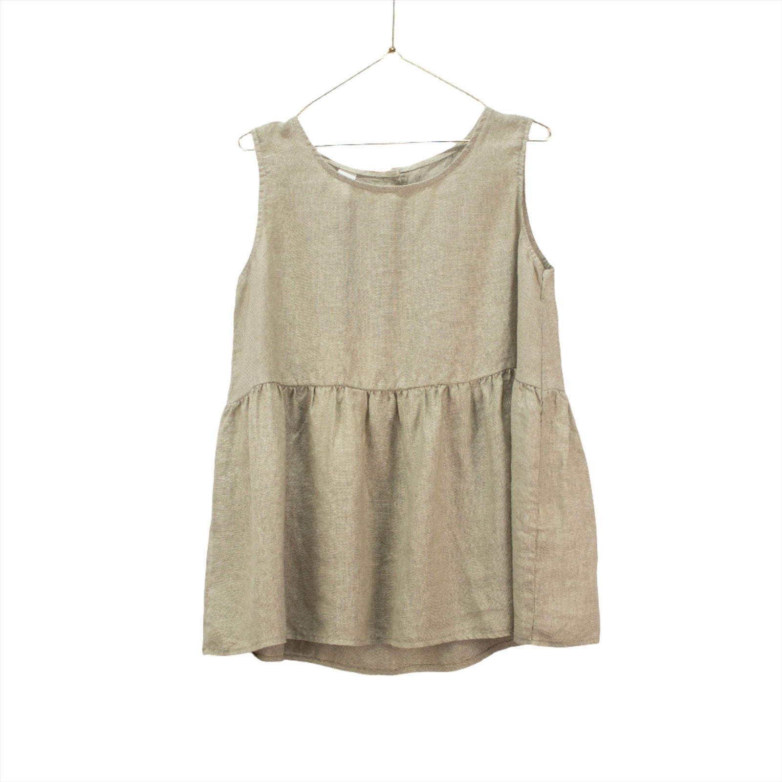 Montaigne Linen Singlet Top with Buttons Down the Back Natural
