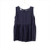 Montaigne Linen Singlet Top with Buttons Down the Back Navy