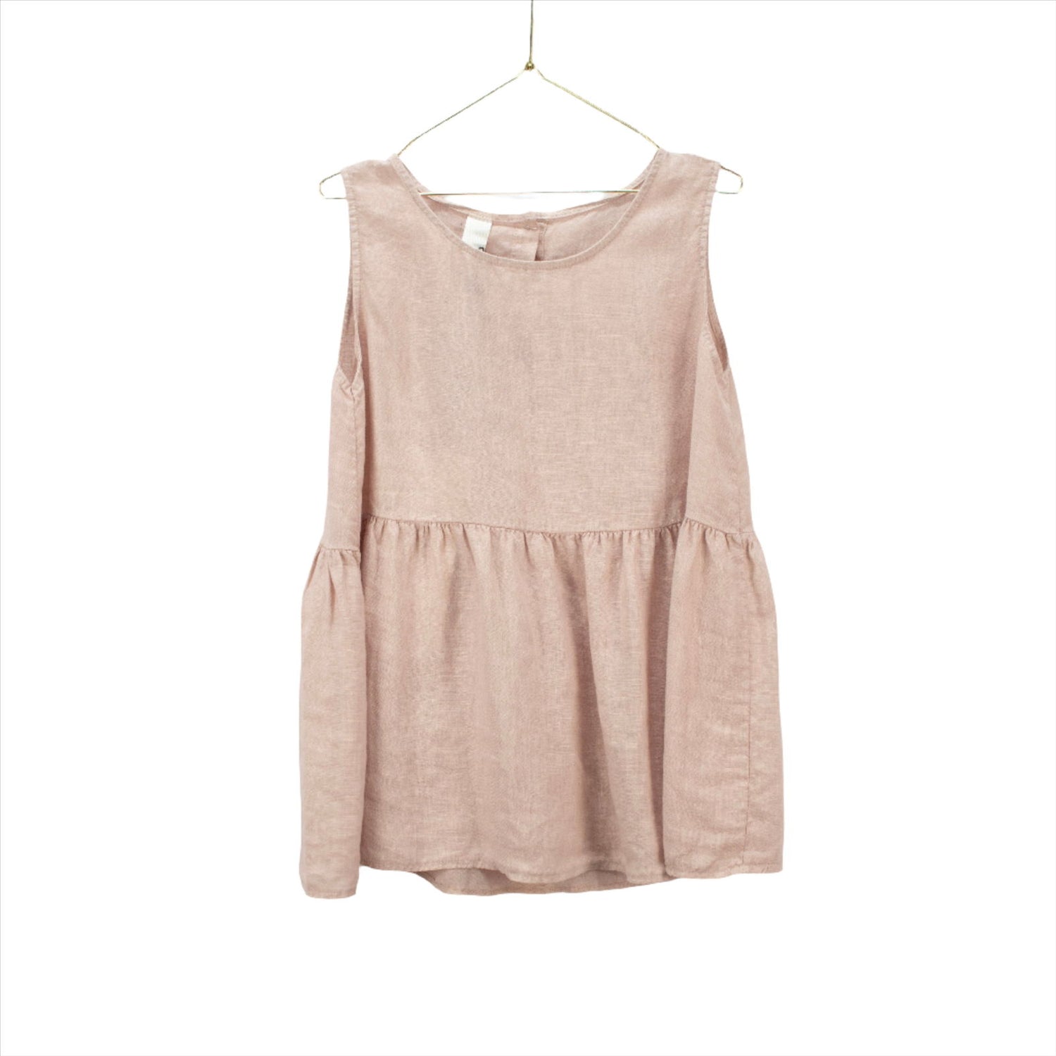 Montaigne Linen Singlet Top with Buttons Down the Back Rose