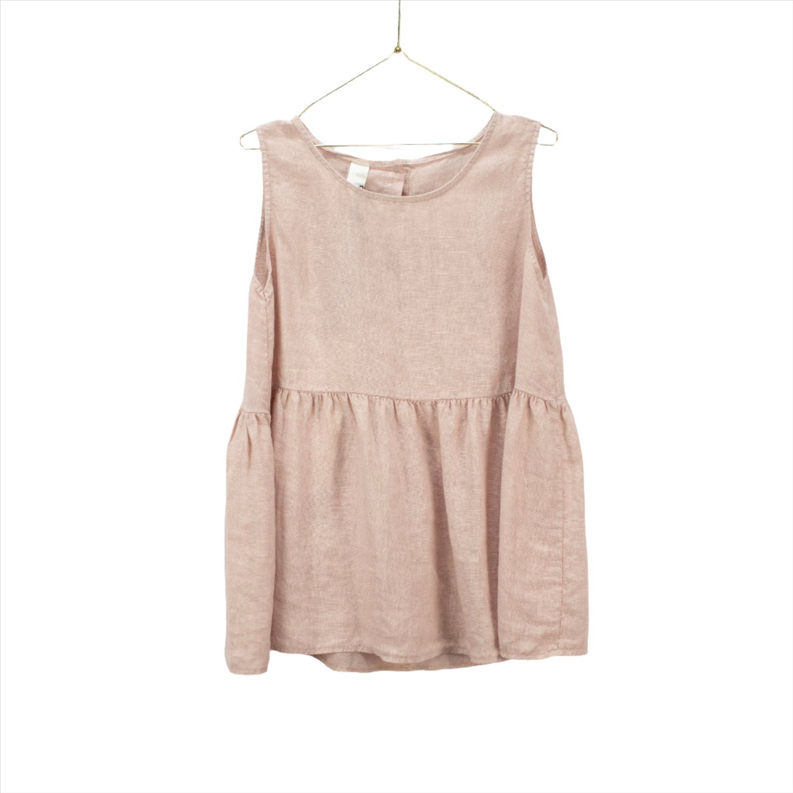Montaigne Linen Singlet Top with Buttons Down the Back Rose