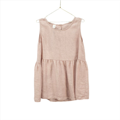 Montaigne Linen Singlet Top with Buttons Down the Back Rose