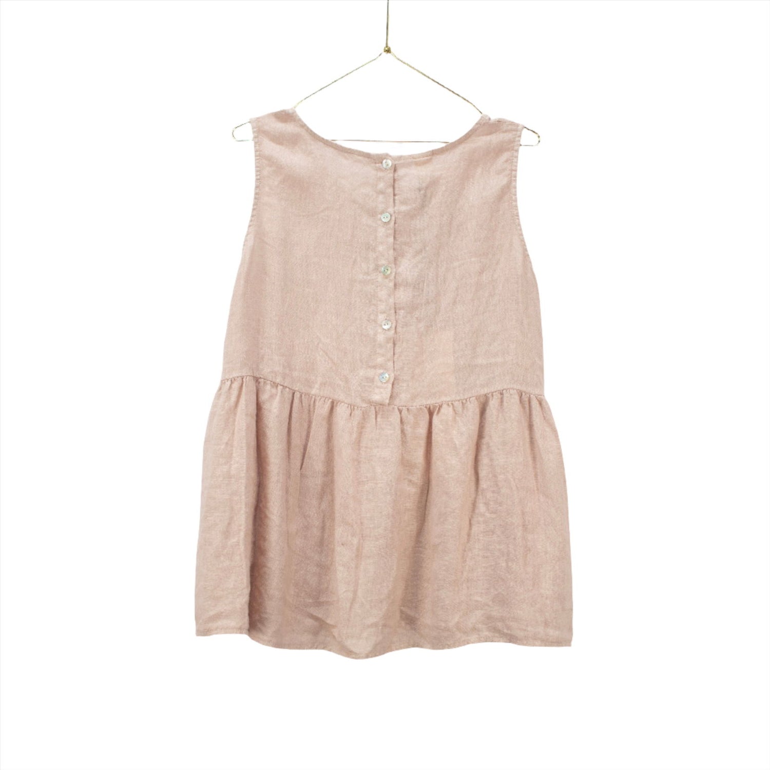 Montaigne Linen Singlet Top with Buttons Down the Back Rose1