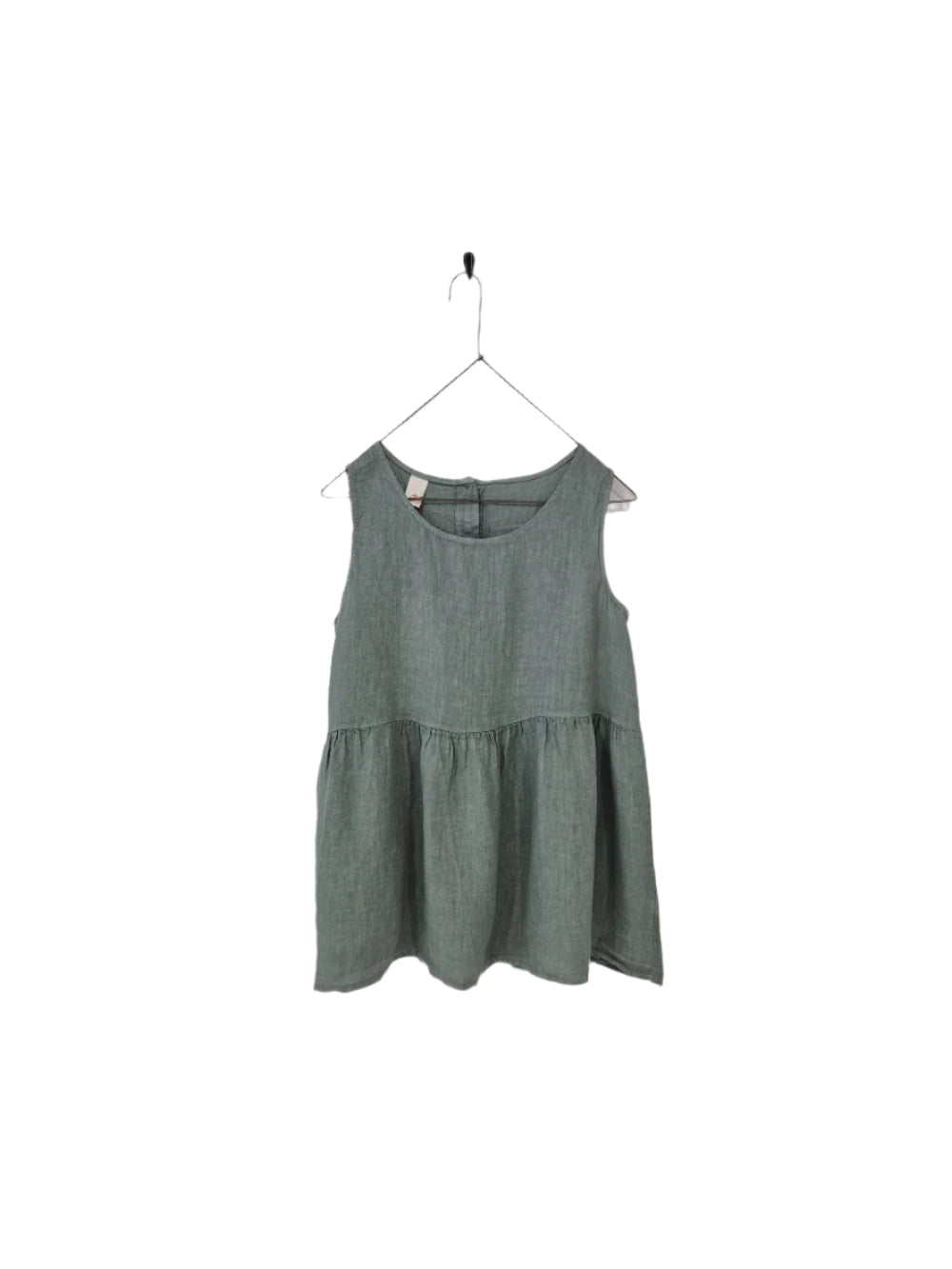 Montaigne Linen Singlet Top with Buttons Down the Back Sea Foam 