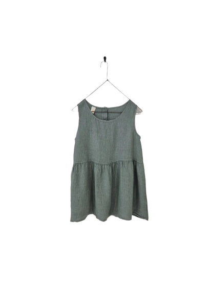 Montaigne Linen Singlet Top with Buttons Down the Back Sea Foam 
