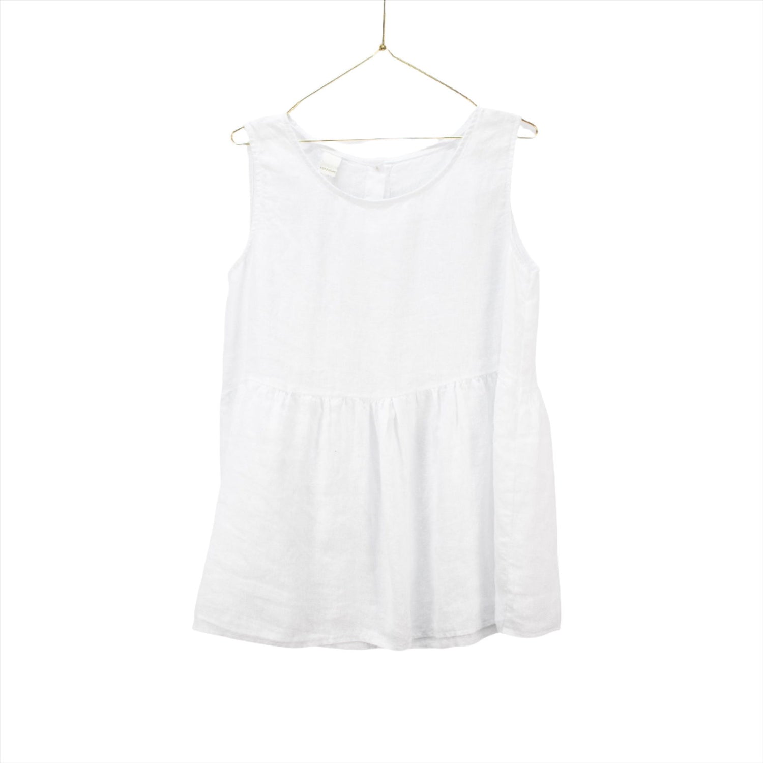 Montaigne Linen Singlet Top with Buttons Down the Back White