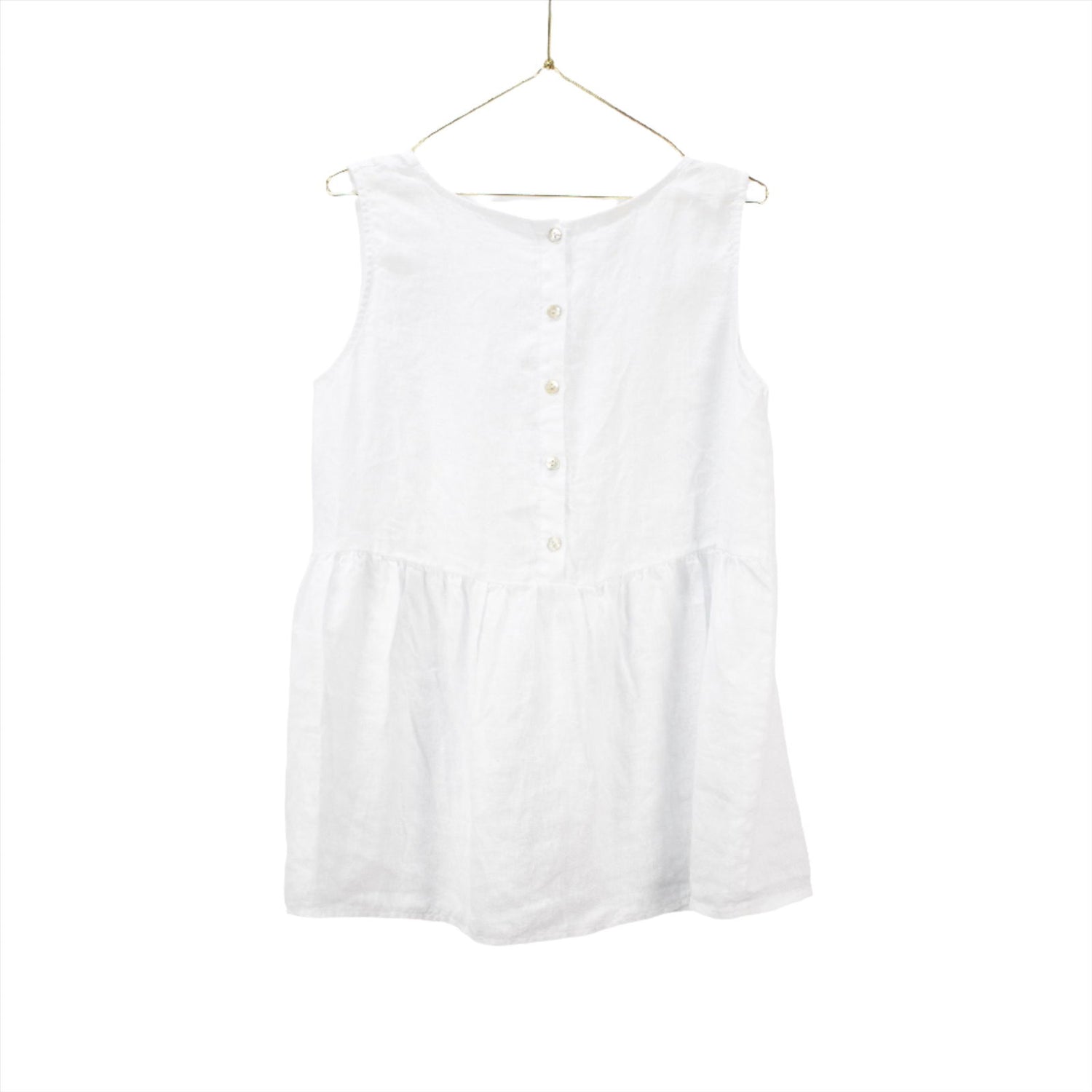 Montaigne Linen Singlet Top with Buttons Down the Back White1