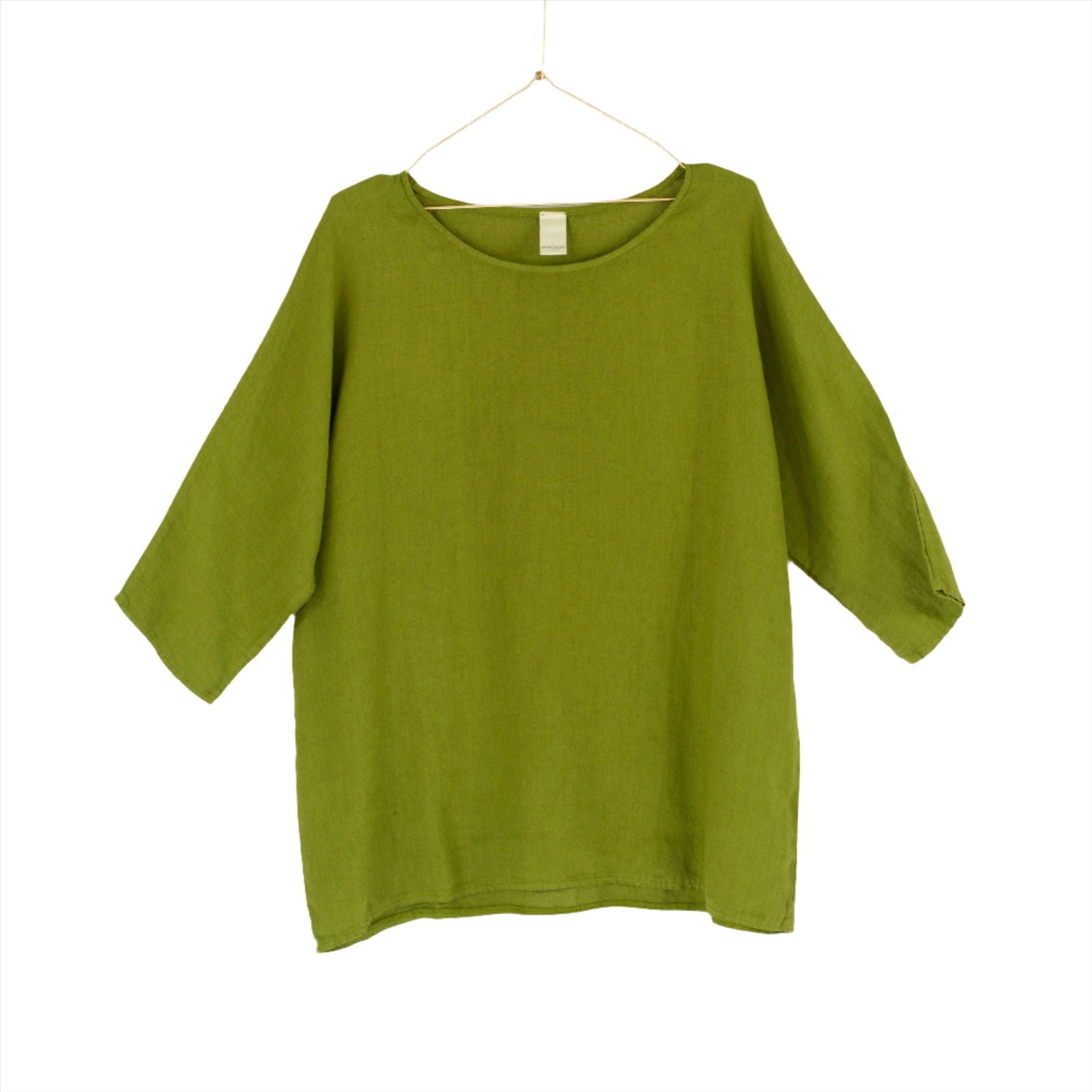 Montaigne Loose Linen 3/4 Sleeve Top Acid Green