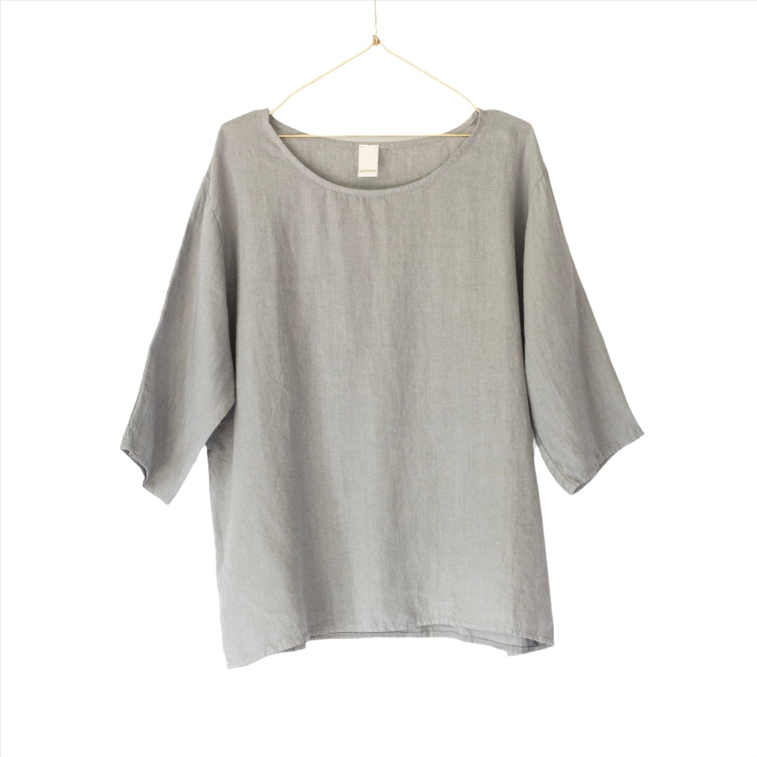 Montaigne Loose Linen 3/4 Sleeve Top Charcoal4
