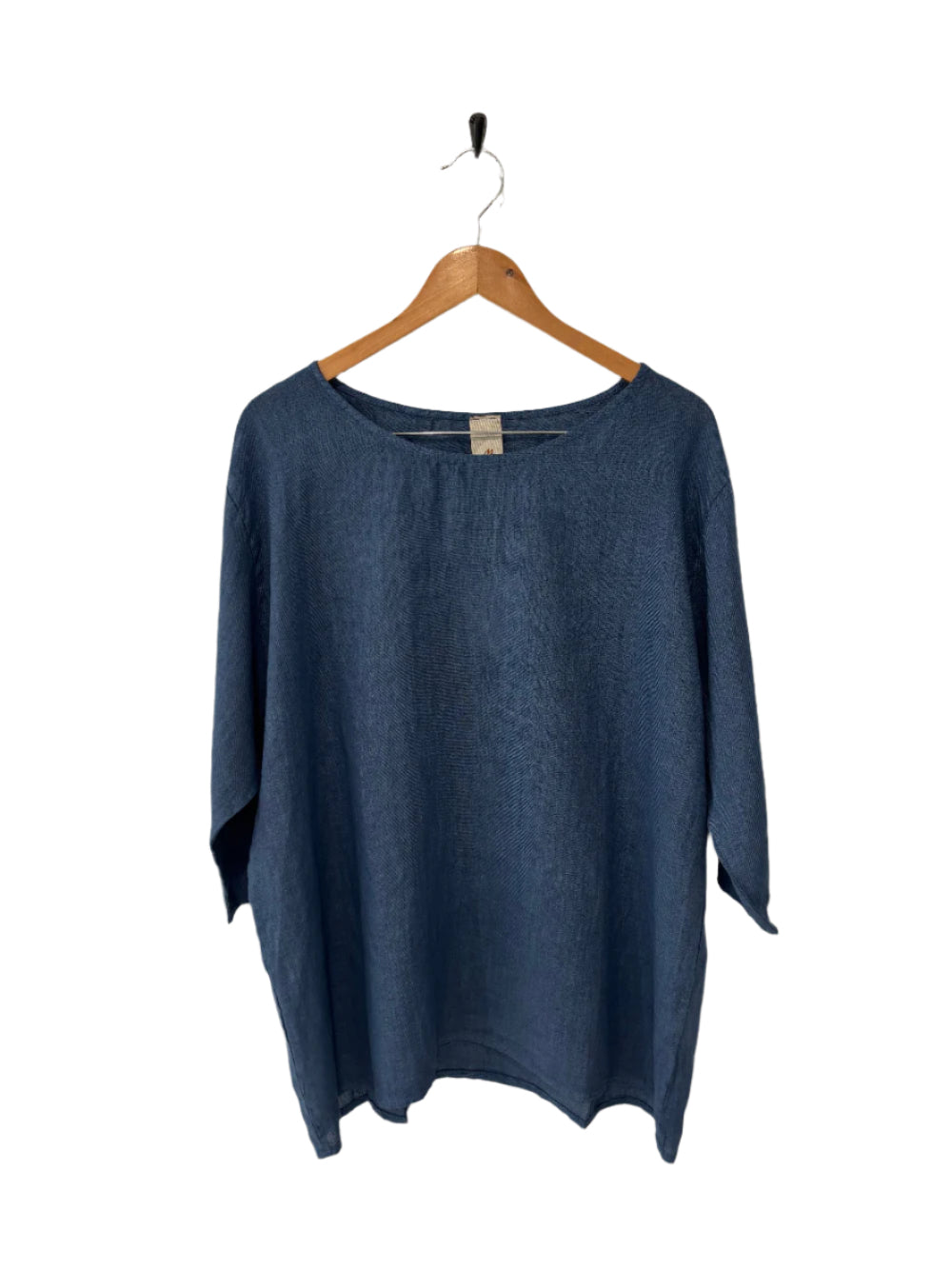 Montaigne Loose Linen 3/4 Sleeve Top Denim