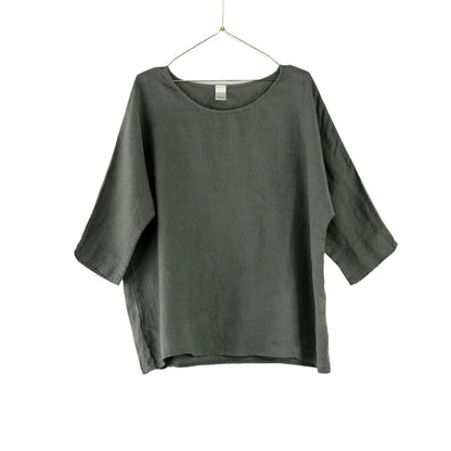Montaigne Loose Linen 3/4 Sleeve Top Khaki1