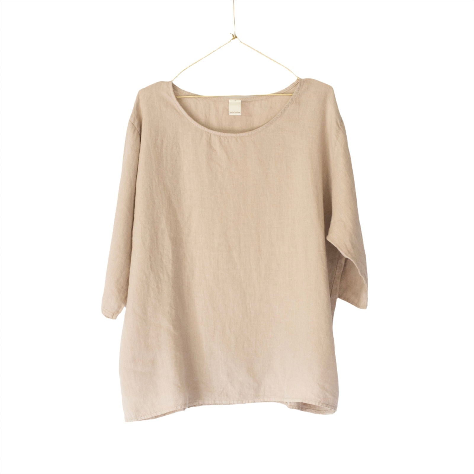 Montaigne Loose Linen 3/4 Sleeve Top Natural