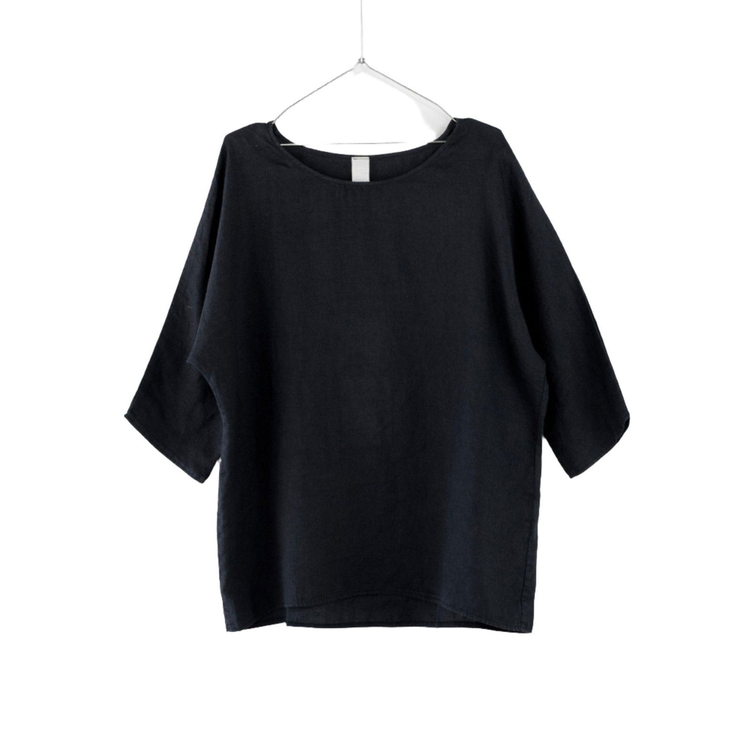 Montaigne Loose Linen 3/4 Sleeve Top Navy