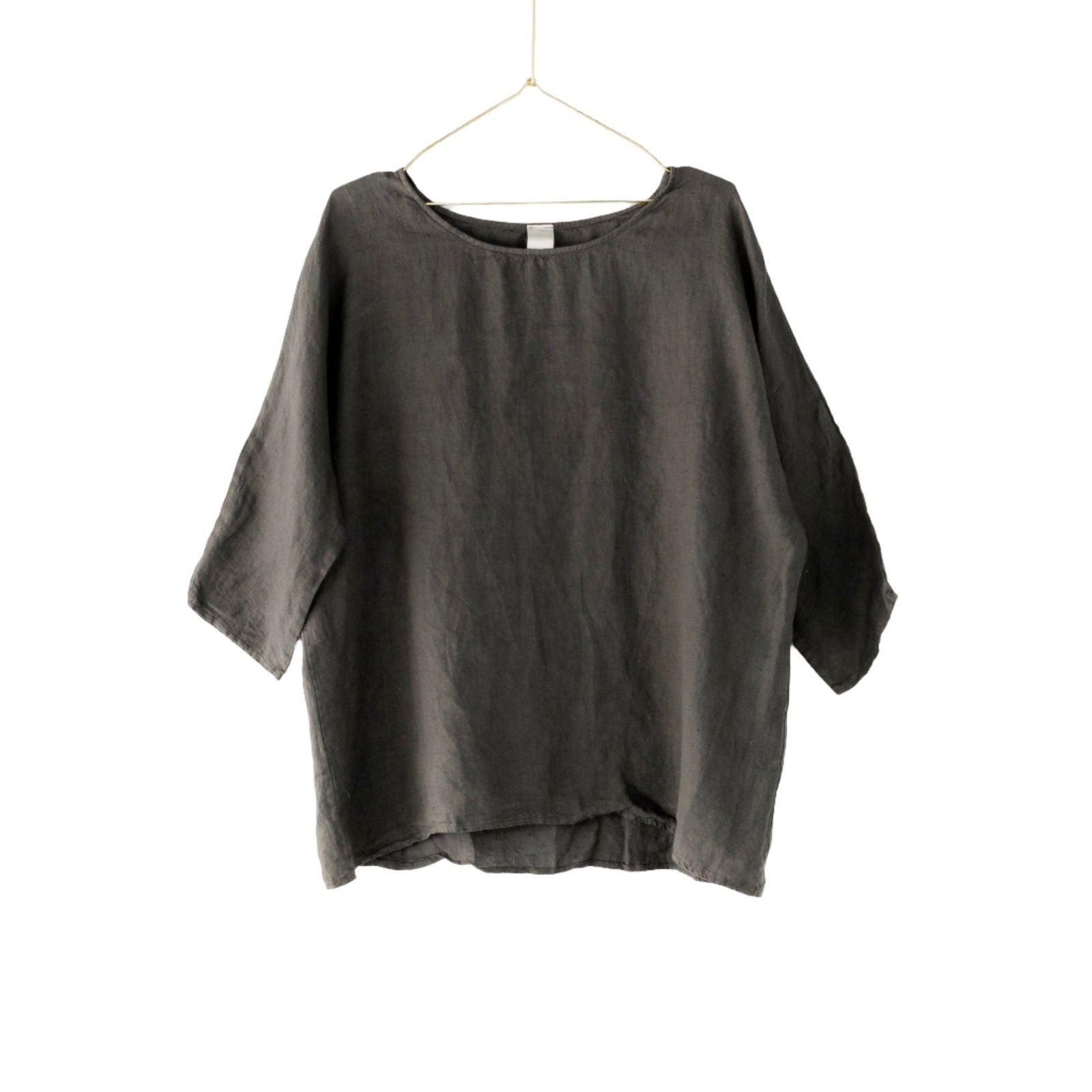 Montaigne Loose Linen 3/4 Sleeve Top Petrol