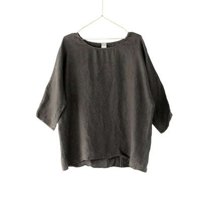 Montaigne Loose Linen 3/4 Sleeve Top Petrol