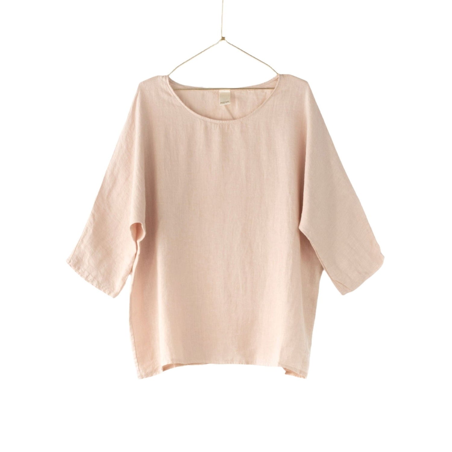 Montaigne Loose Linen 3/4 Sleeve Top Rose
