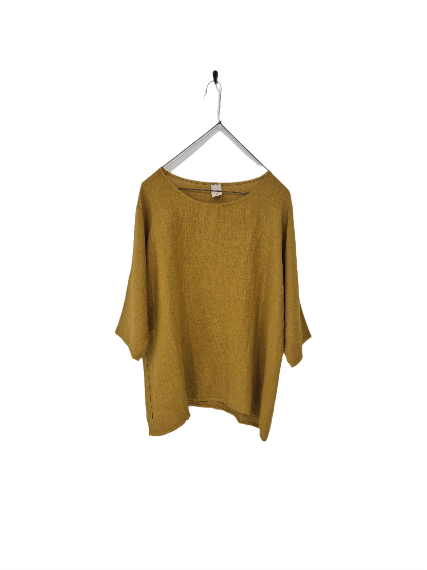 Montaigne Loose Linen 3/4 Sleeve Top Senape