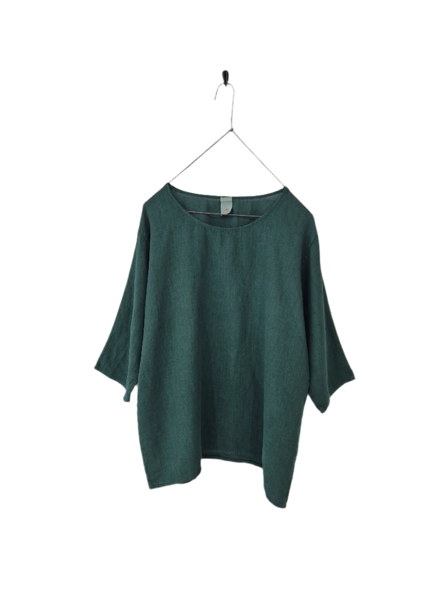 Montaigne Loose Linen 3/4 Sleeve Top Teal
