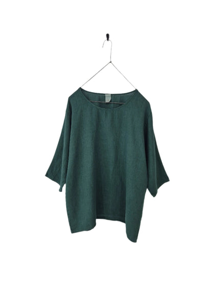 Montaigne Loose Linen 3/4 Sleeve Top Teal