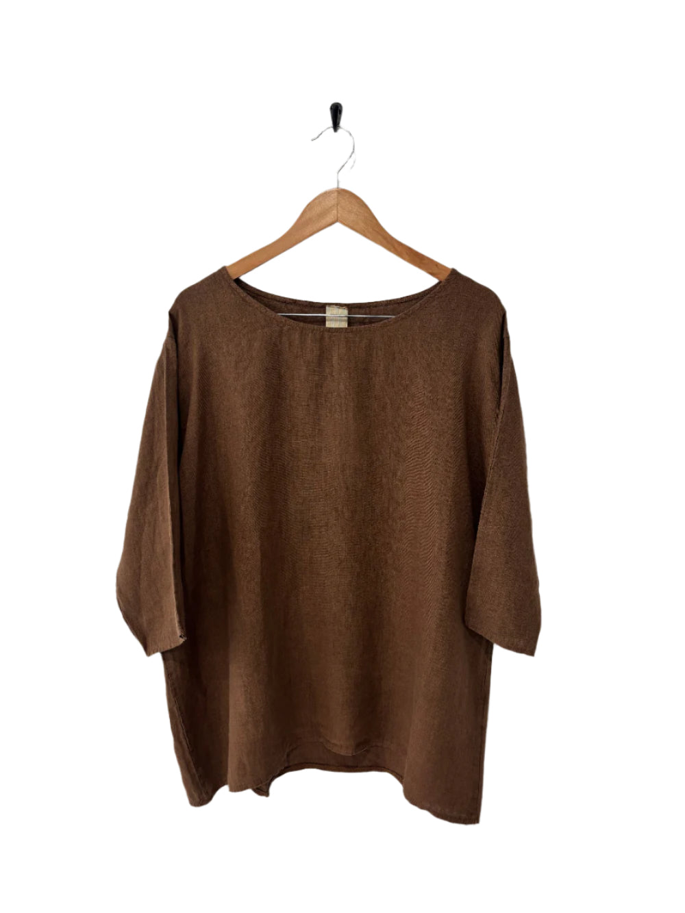 Montaigne Loose Linen 3/4 Sleeve Top Tobacco