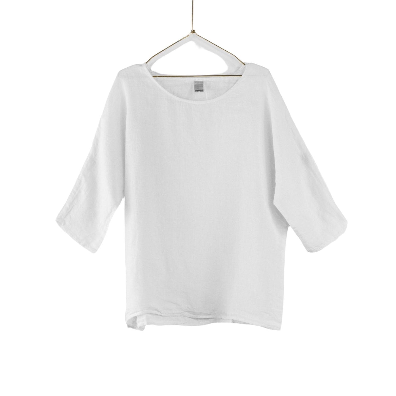 Montaigne Loose Linen 3/4 Sleeve Top White