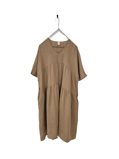 Montaigne Louloute Linen Smock Dress with Pockets Cammello