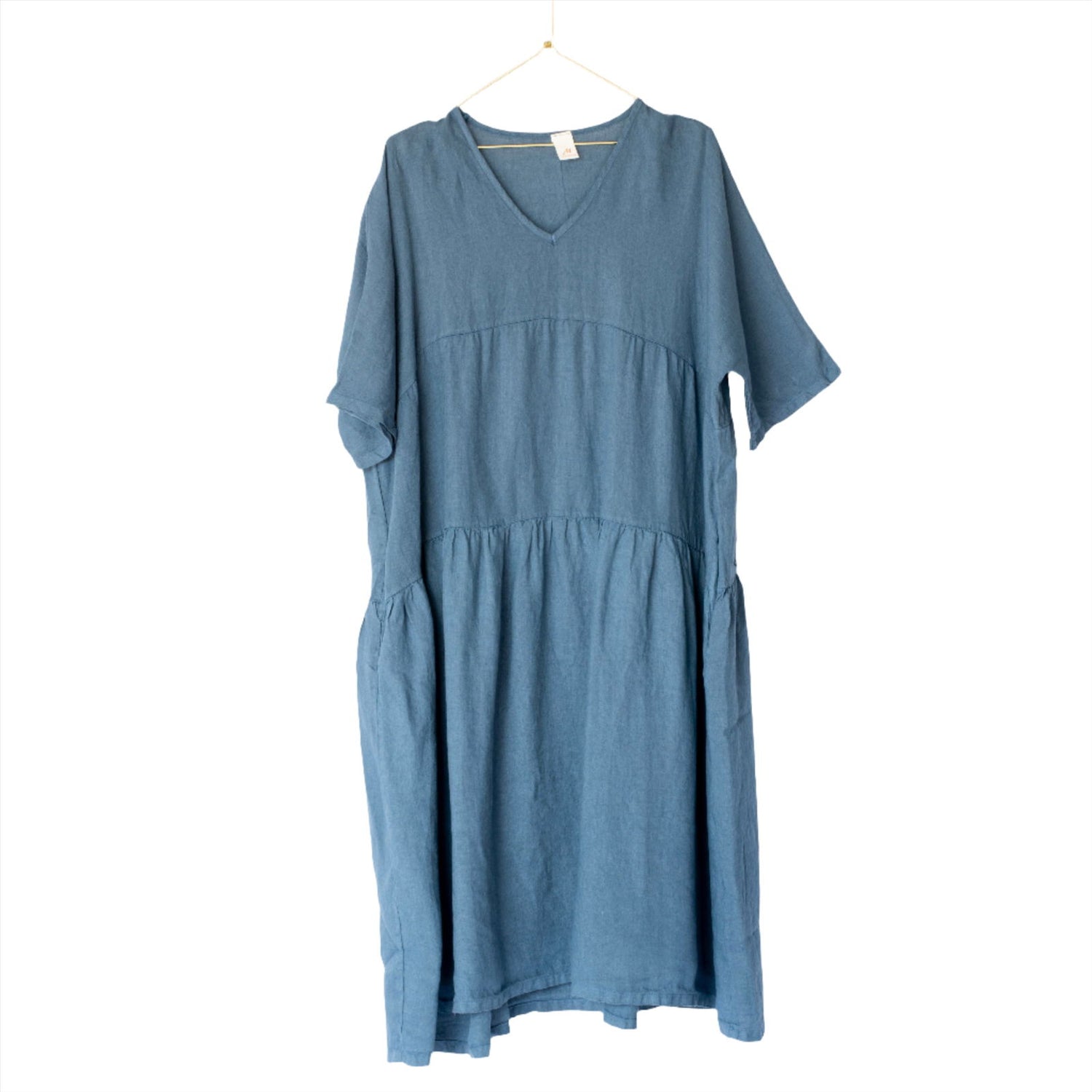 Montaigne Louloute Linen Smock Dress with Pockets Denim