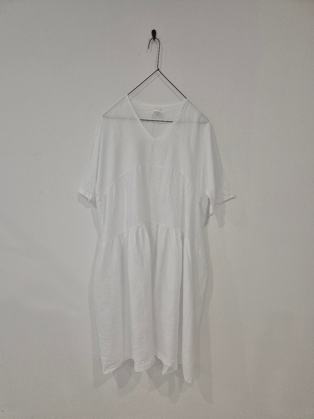 Montaigne Louloute Linen Smock Dress with Pockets White