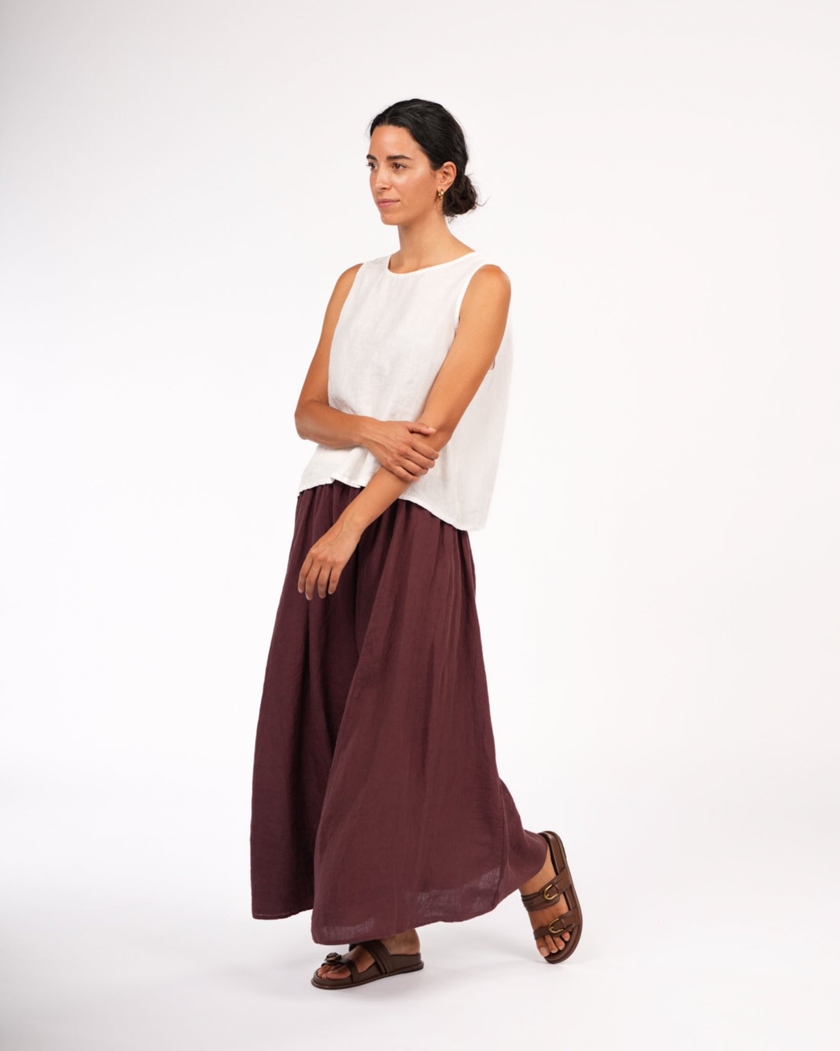 Montaigne Lucie Linen Maxi Skirt Berry2