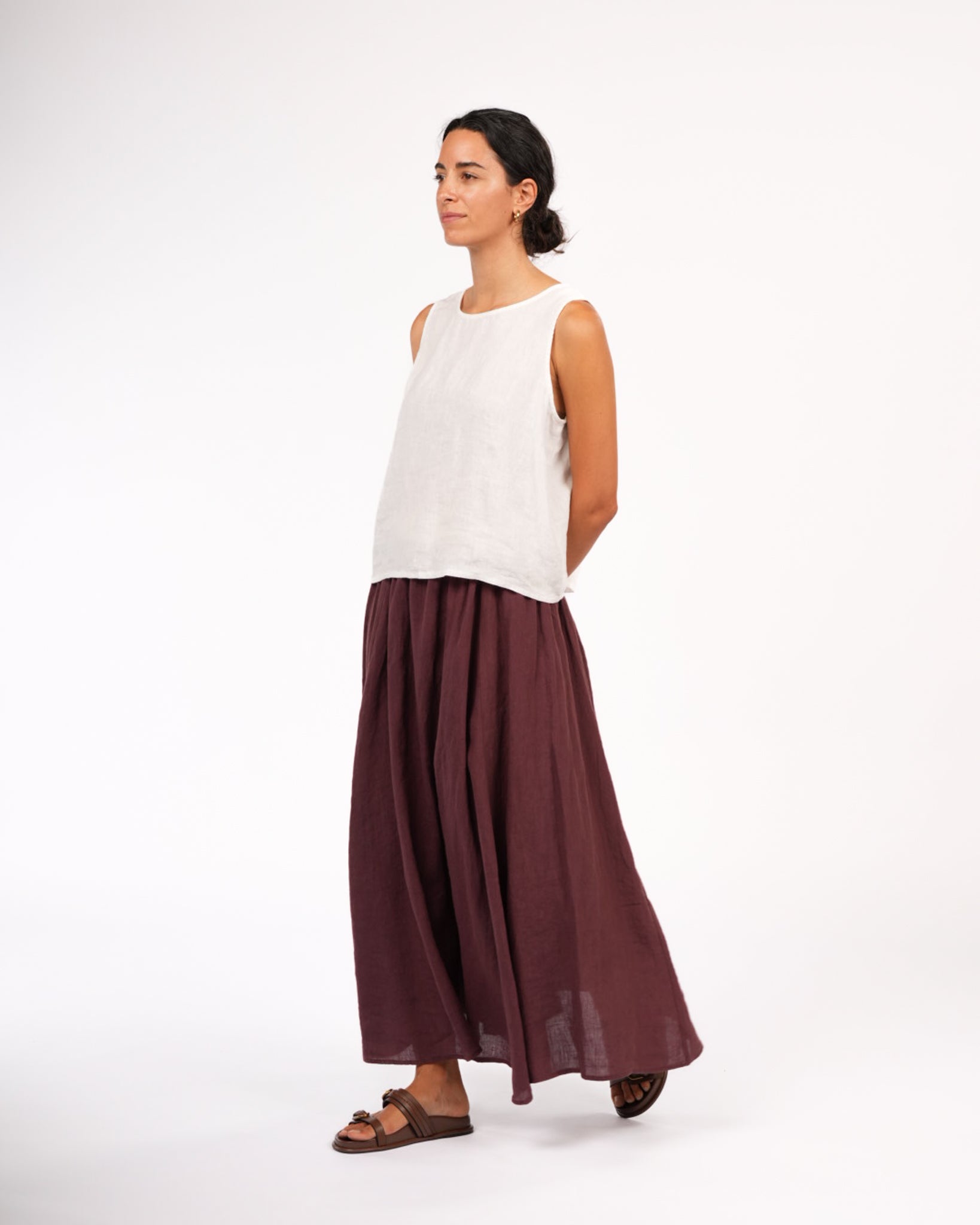 Montaigne Lucie Linen Maxi Skirt Berry3