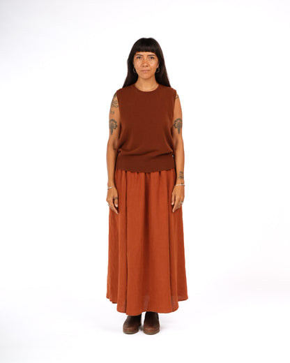 Montaigne Lucie Linen Maxi Skirt Brique1