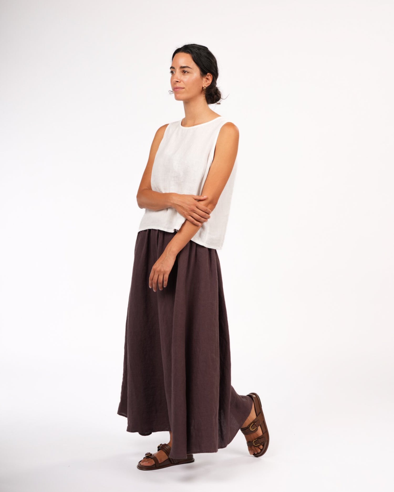 Montaigne Lucie Linen Maxi Skirt Brown3