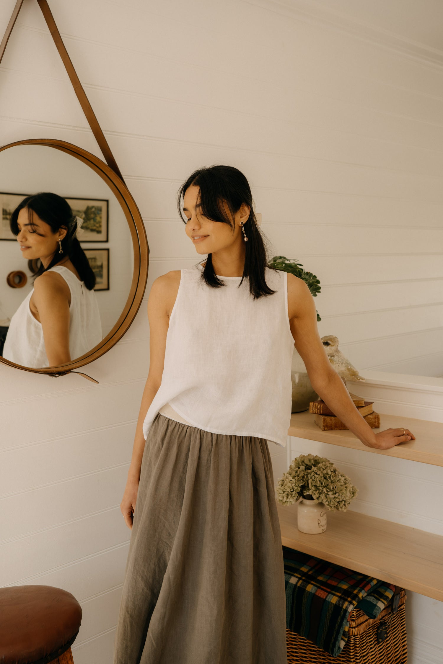 Montaigne Lucie Linen Maxi Skirt Khaki